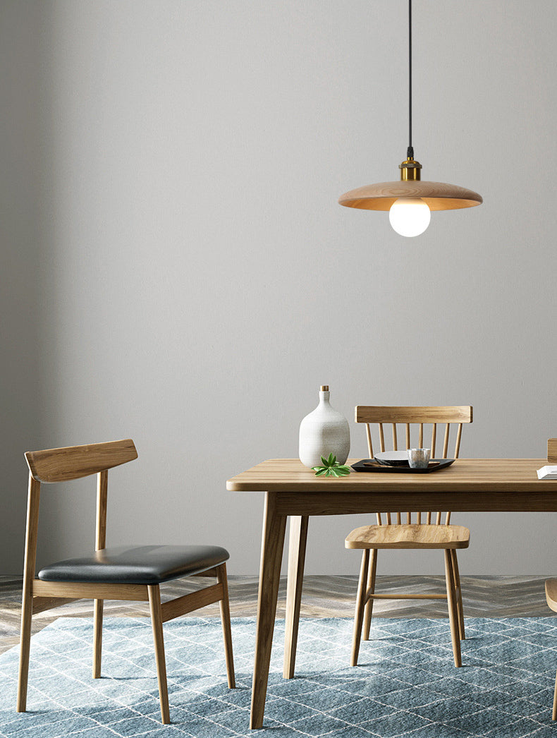 Sala da pranzo a forma di piattino in legno in legno di illuminazione 1 lampadina minimalista sospesa