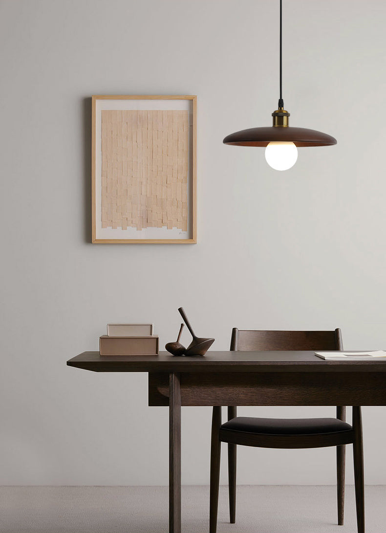 Sala da pranzo a forma di piattino in legno in legno di illuminazione 1 lampadina minimalista sospesa