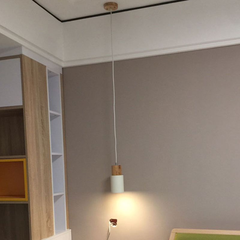 Cylindrical Mini Pendant Light Fixture Nordic Metal Single Hallway Hanging Light