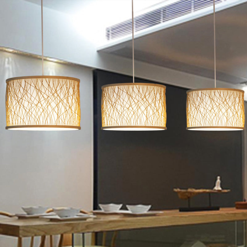 Modernismo Cilíndrico Colgante de colgante Bambú 1 bombilla Luz colgante de lámpara en madera