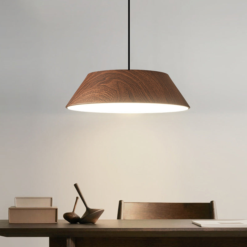 Wood Grain Tapered Hanging Lamp Nordic Metal LED Pendant Light with Acrylic Diffuser