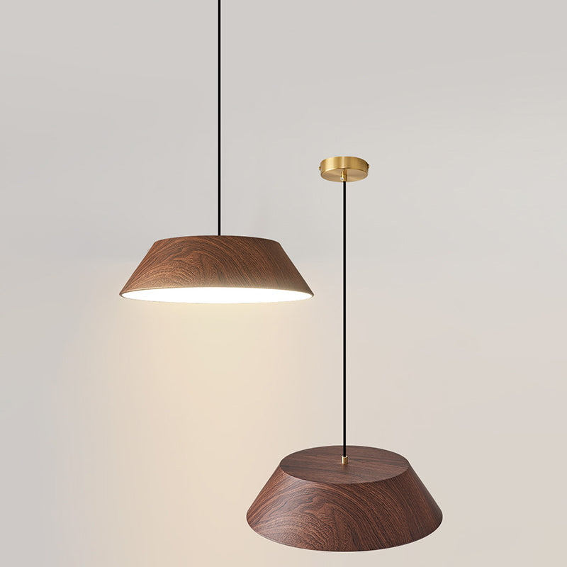 Wood Grain Tapered Hanging Lamp Nordic Metal LED Pendant Light with Acrylic Diffuser