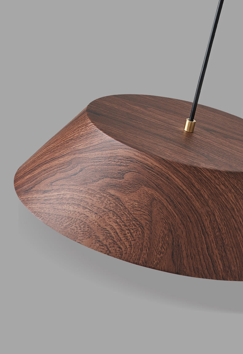 Wood Grain Tapered Hanging Lamp Nordic Metal LED Pendant Light with Acrylic Diffuser