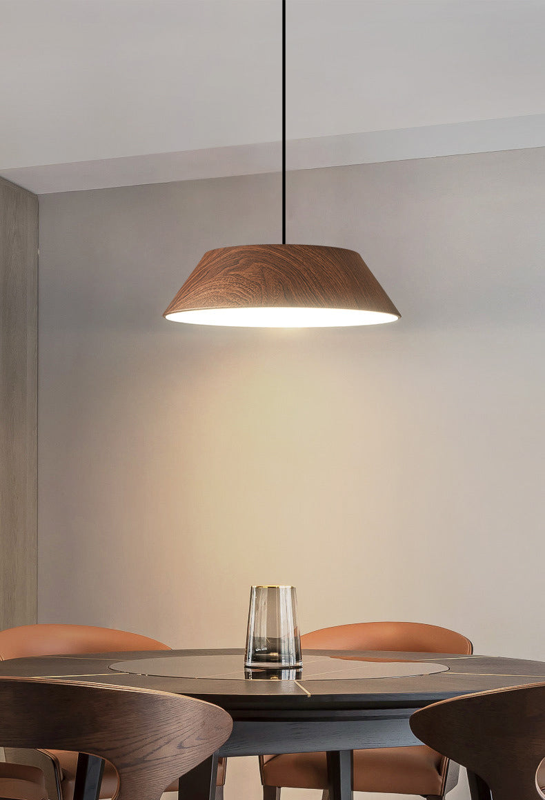 Wood Grain Tapered Hanging Lamp Nordic Metal LED Pendant Light with Acrylic Diffuser