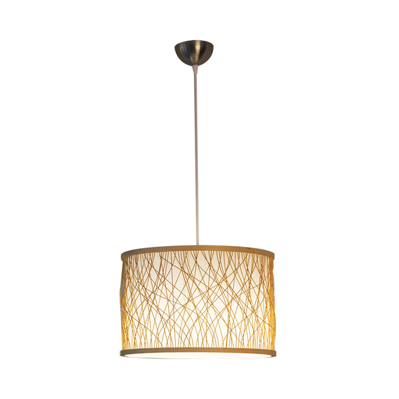 Modernismo Cilíndrico Colgante de colgante Bambú 1 bombilla Luz colgante de lámpara en madera