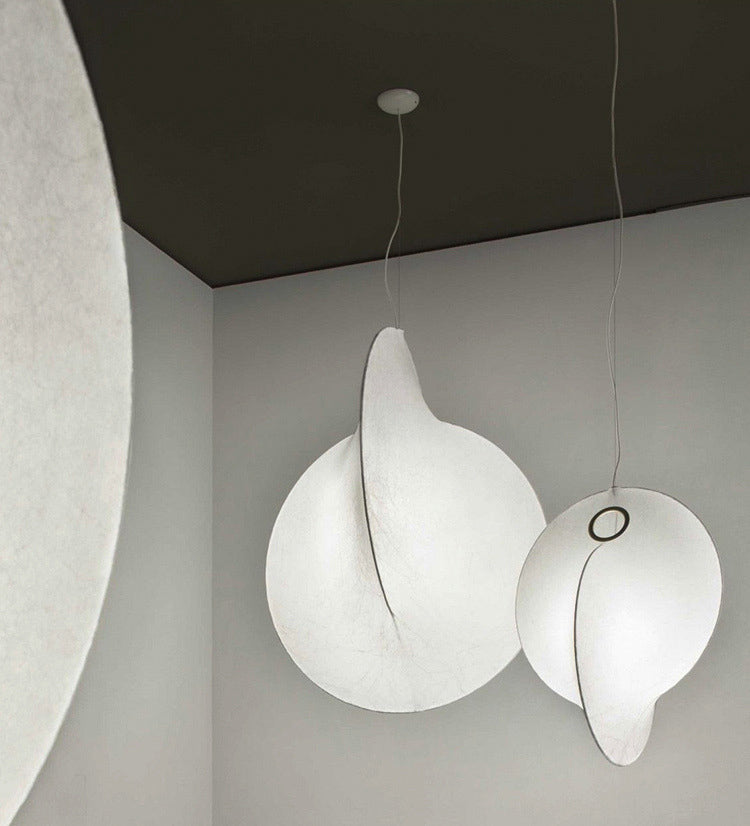 Luminaire de pendentif encerclant blanc artistique simple 1 tissu de bulbe