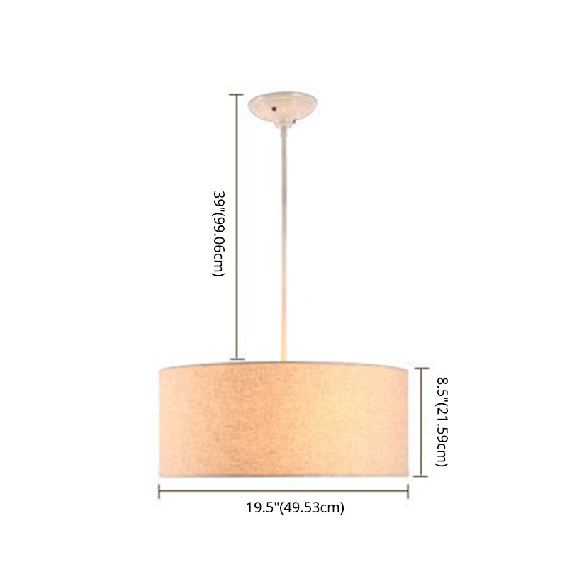 Restaurant Hanging Lamp Fixture Modern Minimalist Pendant Light with Drum Fabric Shade