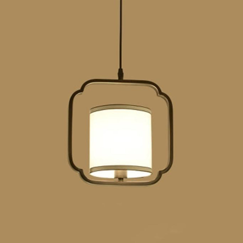 Fabric Shaded Suspension Lighting Minimalist 1-Light Black and White Pendant for Hallway