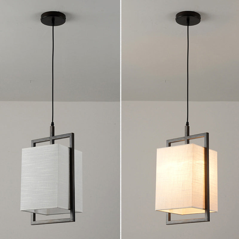 Éclair de suspension ombragée en tissu Minimaliste à 1 léger pendentif en noir et blanc pour couloir