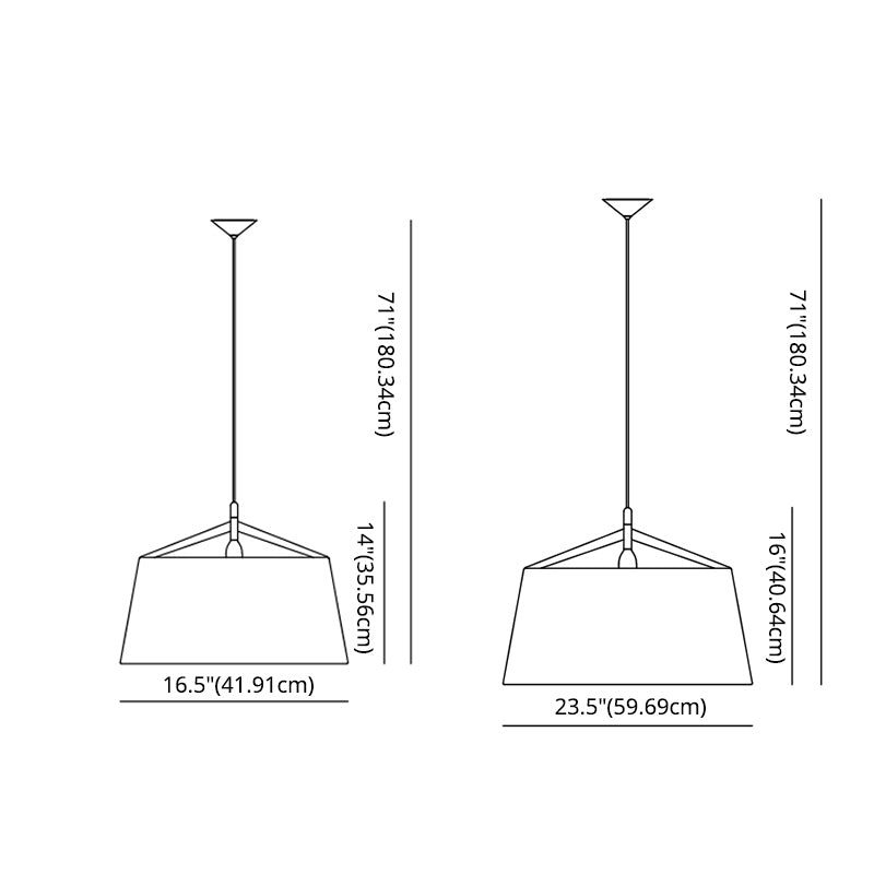 Frustum Hanging Light Simplicity Fabric 1-Light Dining Room Pendant Light in Black and Gold Inner