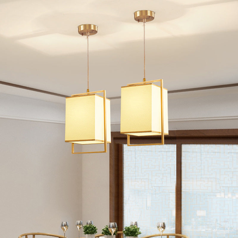 Minimalistische rechteckige Pendelleuchte Lampenmaterial 1 Kopf Diner hängende Licht mit Rahmen in Gold