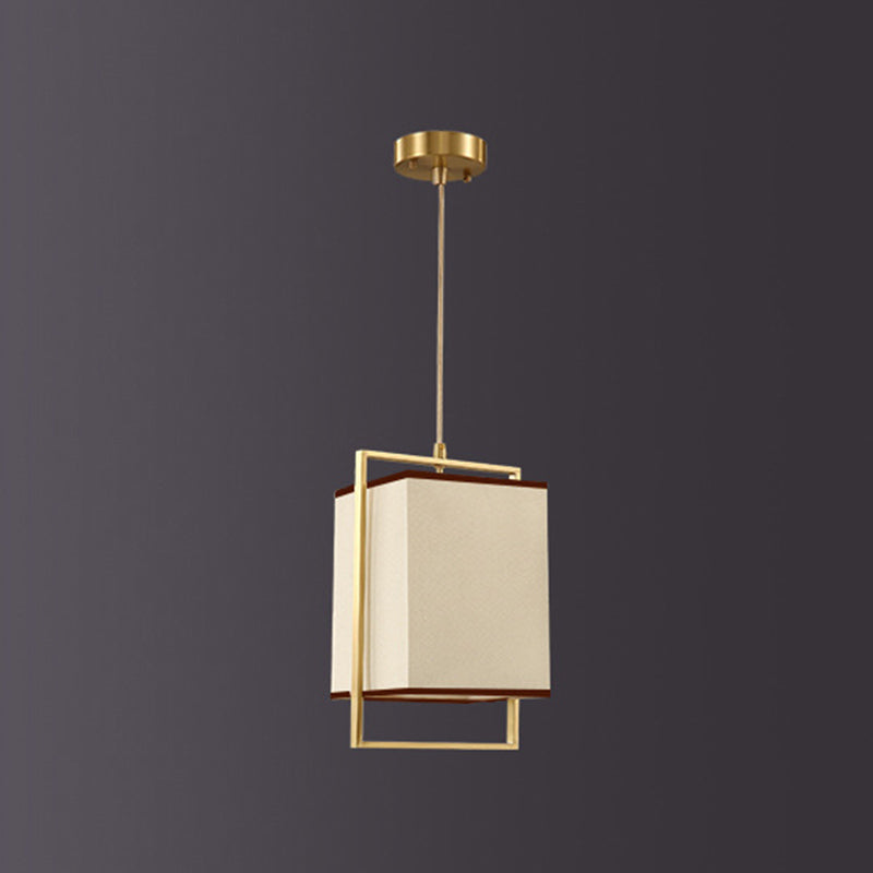 Minimalistische rechteckige Pendelleuchte Lampenmaterial 1 Kopf Diner hängende Licht mit Rahmen in Gold
