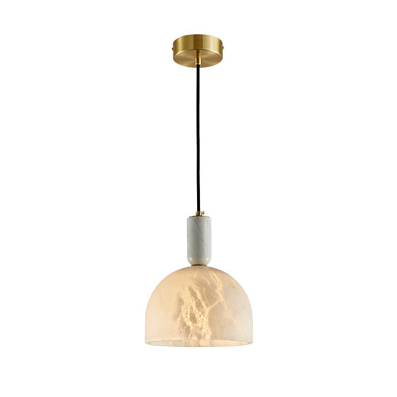 Kleine marmeren hanglamplichter bevestiging eenvoudig 1 bol messing hangend licht voor slaapkamer
