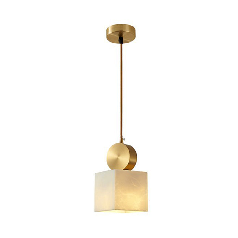 Brass Geometric Suspended Lighting Fixture Nordic 1-Light Faux Marble Pendant Light