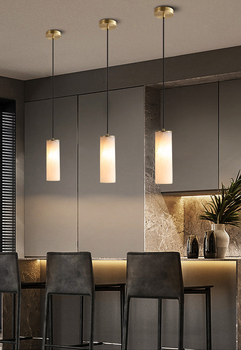 Pendulum a forma di pipa in marmo Minimalismo 1 testa a sospensione bianca per camera da letto