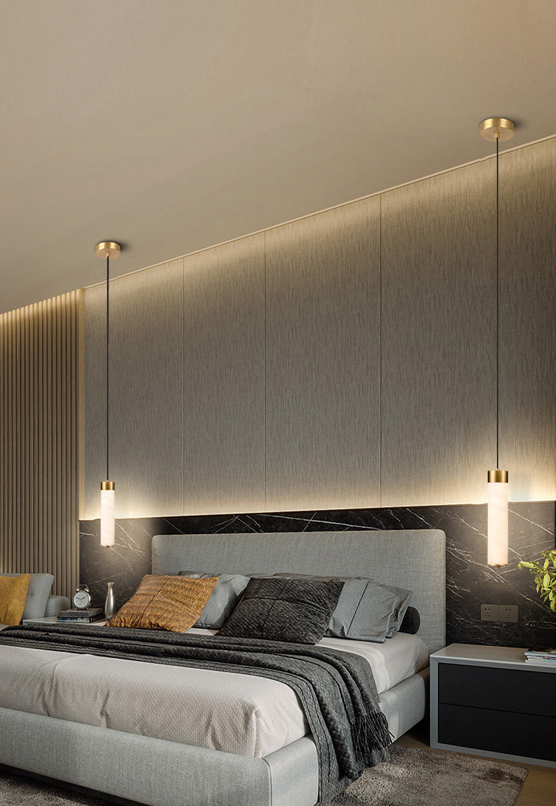 Pendulum a forma di pipa in marmo Minimalismo 1 testa a sospensione bianca per camera da letto