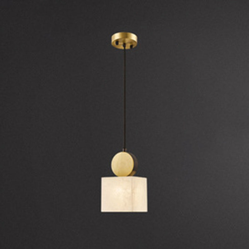 Geometrisch geformte Anhängerlampe Nordic Marmor 1 Licht Schlafzimmer Deckenleuchte im Messing