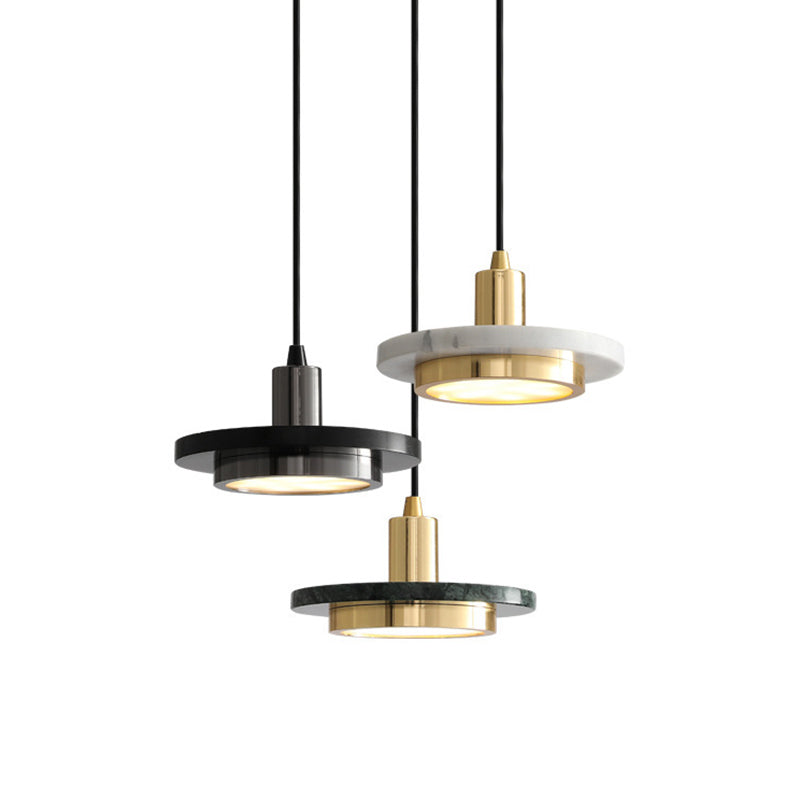 Cap Shaped Marble Suspension Light Fixture Minimalist LED Pendant Lighting for Restaurant