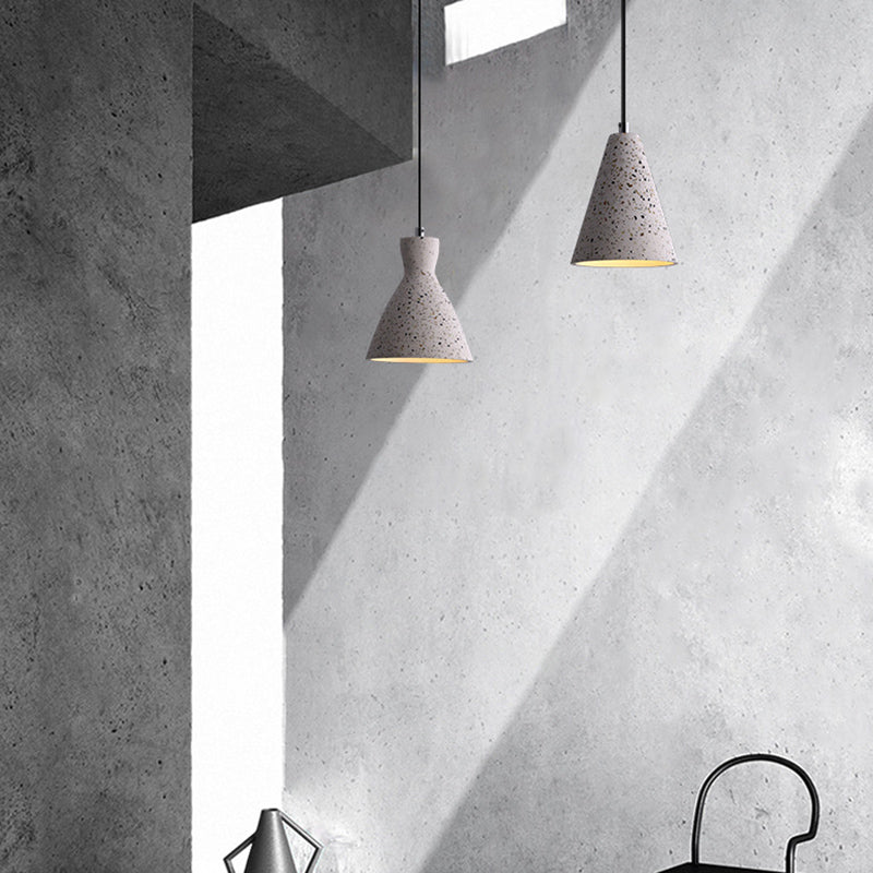 Nordic 1-Bulb hanger lamp Conical Small Suspension Lamp met terrazzo-schaduw voor Diner