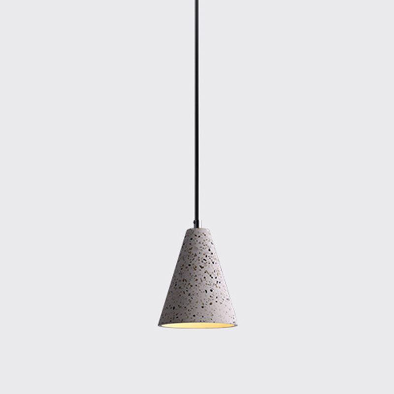 Nordic 1-Bulb Pendant Lamp Conical Small Suspension Lamp with Terrazzo Shade for Diner