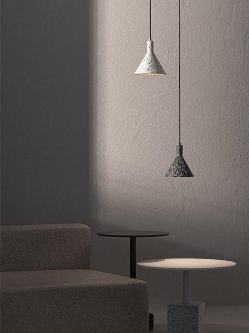 Nordic 1-Bulb hanger lamp Conical Small Suspension Lamp met terrazzo-schaduw voor Diner