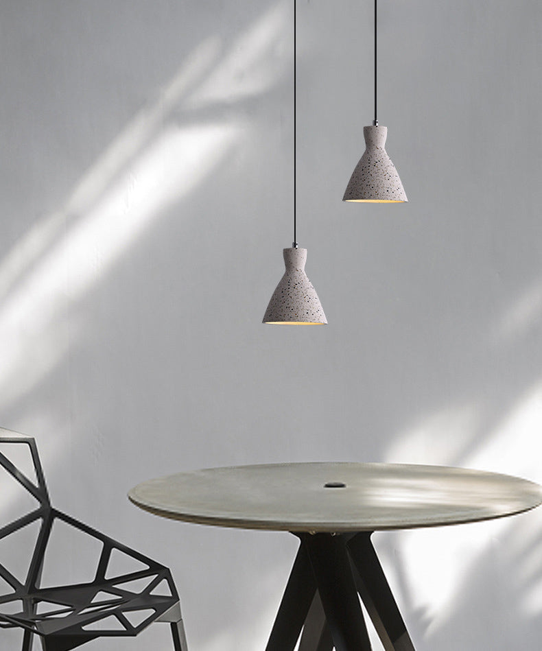 Nordic 1-Bulb hanger lamp Conical Small Suspension Lamp met terrazzo-schaduw voor Diner