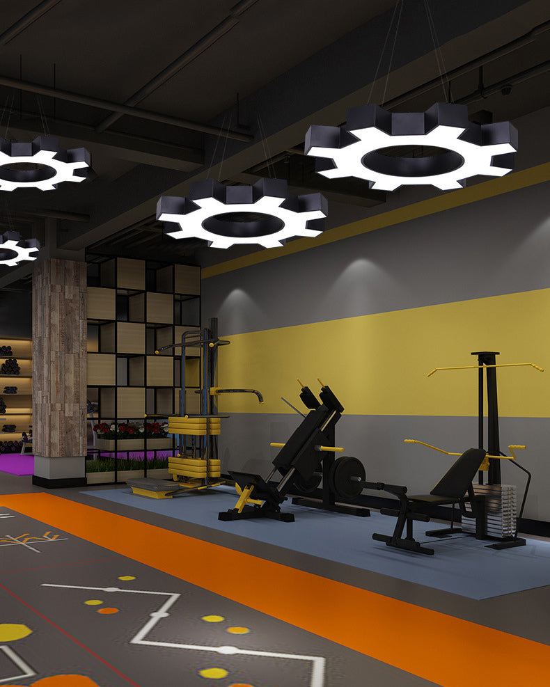 Luce a sospensione in palestra a forma di ingranaggio Acrilista Acrilista LED Apparecchi di illuminazione a soffitto