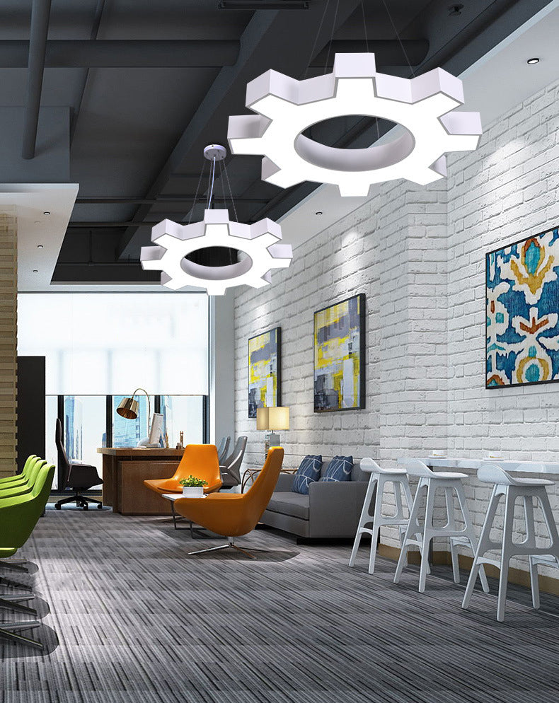 Luce a sospensione in palestra a forma di ingranaggio Acrilista Acrilista LED Apparecchi di illuminazione a soffitto
