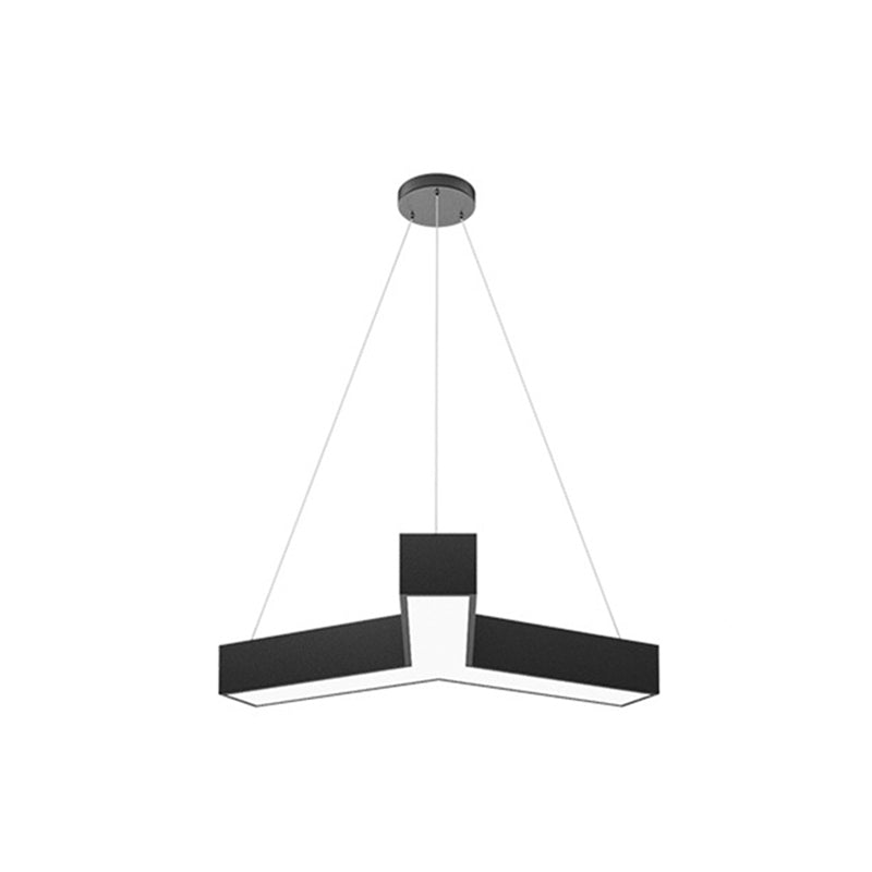 Y Shaped Acrylic Suspension Lamp Modern Black LED Pendant Light for Conference Room
