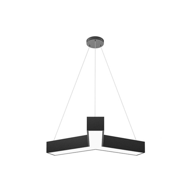 Y Shaped Acrylic Suspension Lamp Modern Black LED Pendant Light for Conference Room