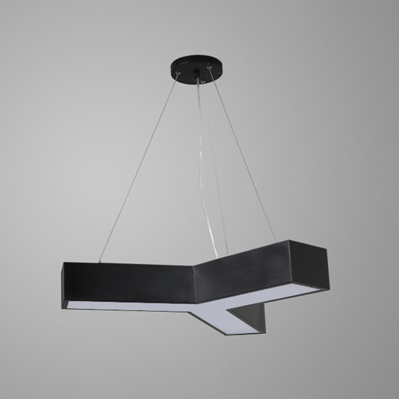 Y Shaped Acrylic Suspension Lamp Modern Black LED Pendant Light for Conference Room