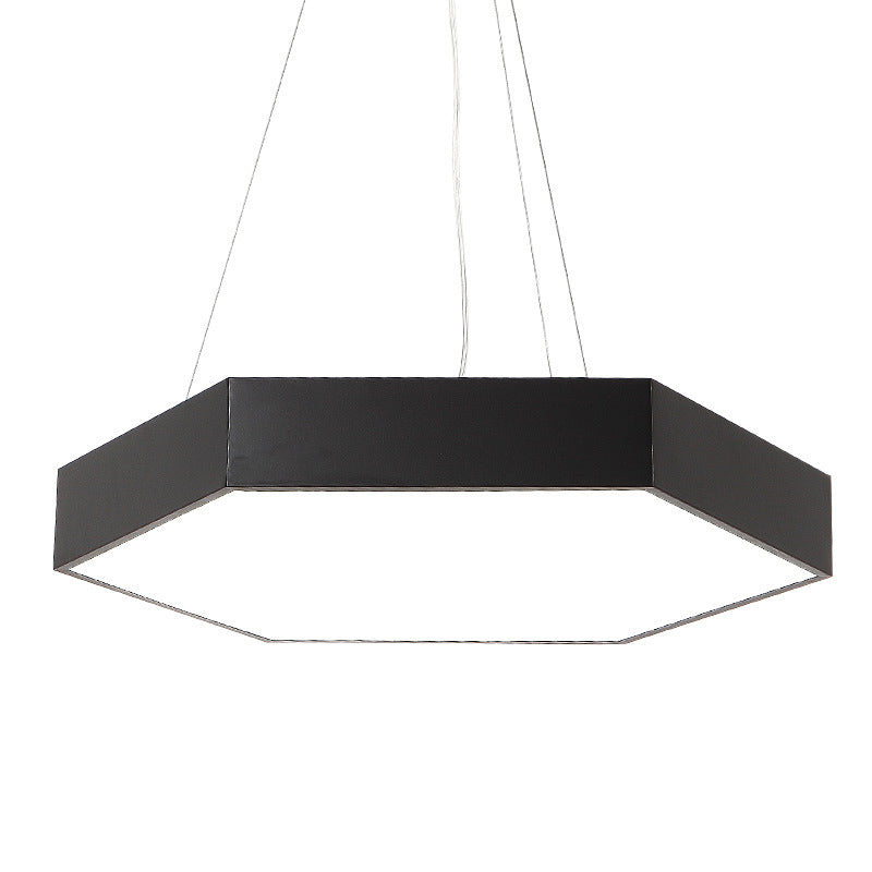 Metal Hexagonal Pendant Ceiling Light Simplicity Black LED Hanging Light with Acrylic Diffuser