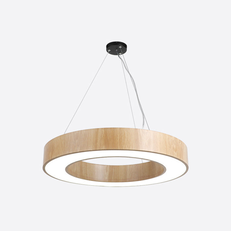Illuminazione a sospensione circolare in stile nordico finitura in legno da ufficio in metallo luce a sospensione