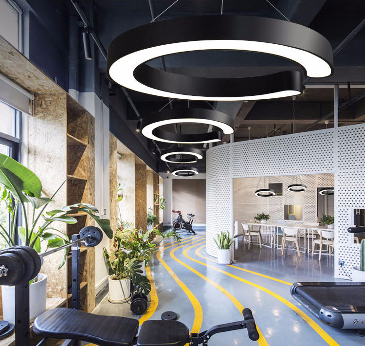 Minimalist C Shaped Hanging Lighting Acrylic Office LED Commercial Pendant Light Fixture
