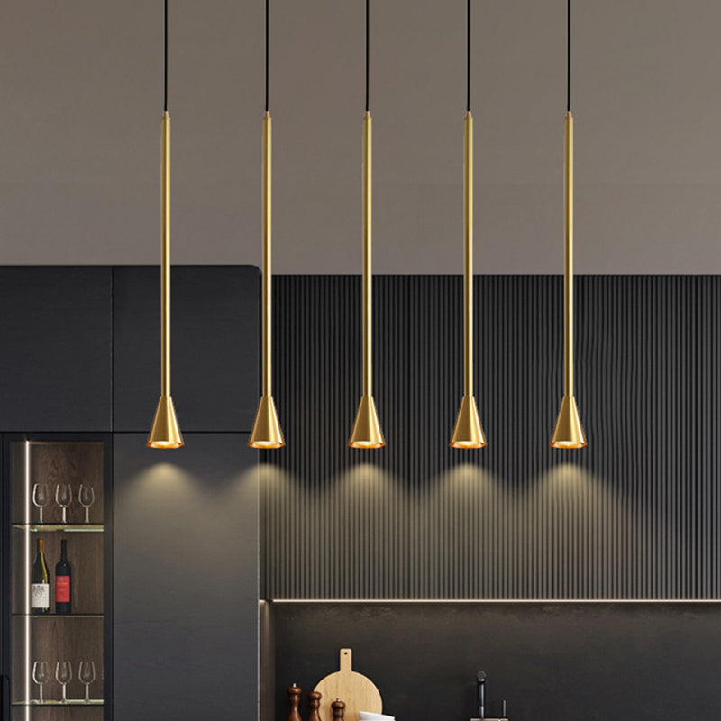 Postmodern Minimalist Conical Pendant Lamp Metallic Kitchen Bar LED Suspension Light