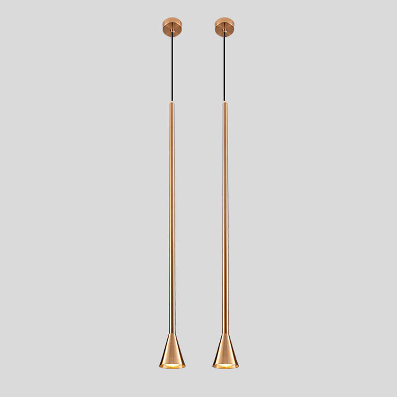 Postmodern Minimalist Conical Pendant Lamp Metallic Kitchen Bar LED Suspension Light