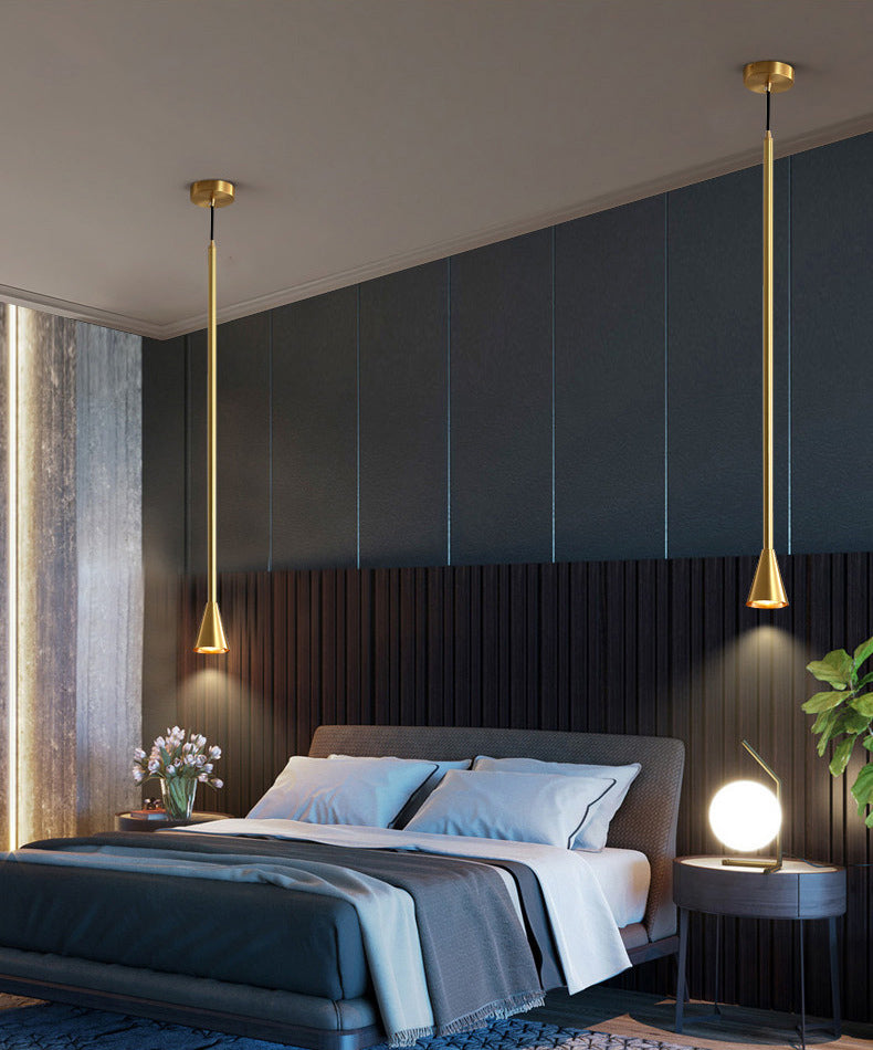 Postmodern Minimalist Conical Pendant Lamp Metallic Kitchen Bar LED Suspension Light