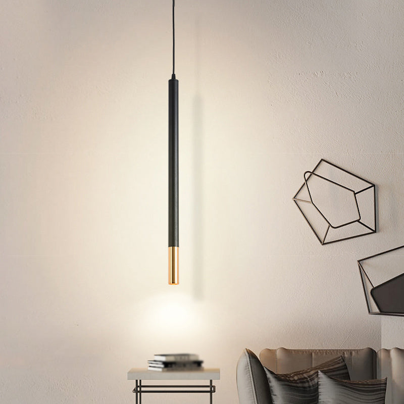 Black-Gold Tube LED Pendant Simplicity Aluminum Hanging Light Kit for Dining Room