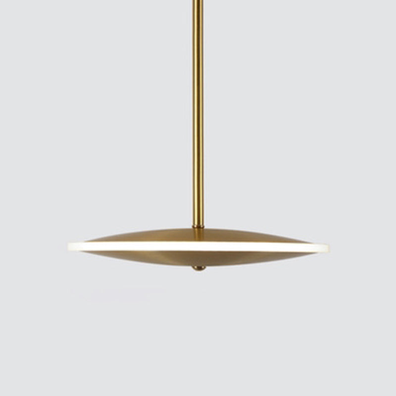 Gold Plated Flying Saucer Suspension Light Fixture Postmodern Simple Metal LED Pendant Lamp
