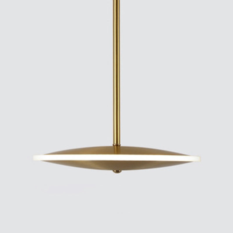 Gold Plated Flying Saucer Suspension Light Fixture Postmodern Simple Metal LED Pendant Lamp
