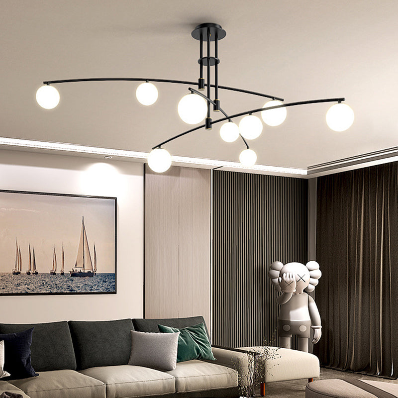 Tiered Opaline Glass Island Light Simple Style Ceiling Suspension Lamp for Living Room