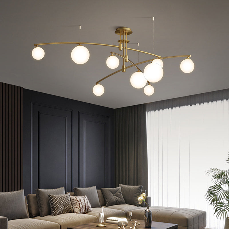 Tiered Opaline Glass Island Light Simple Style Ceiling Suspension Lamp for Living Room