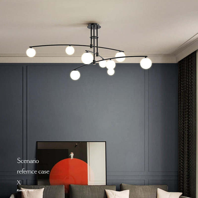 Tiered Opaline Glass Island Light Simple Style Ceiling Suspension Lamp for Living Room