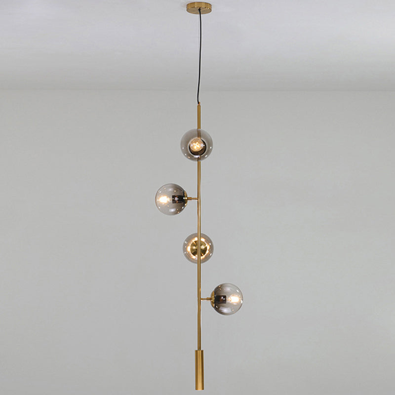 Smoke Grey Glass Orb Pendant Lighting Postmodern Island Ceiling Light for Dining Room