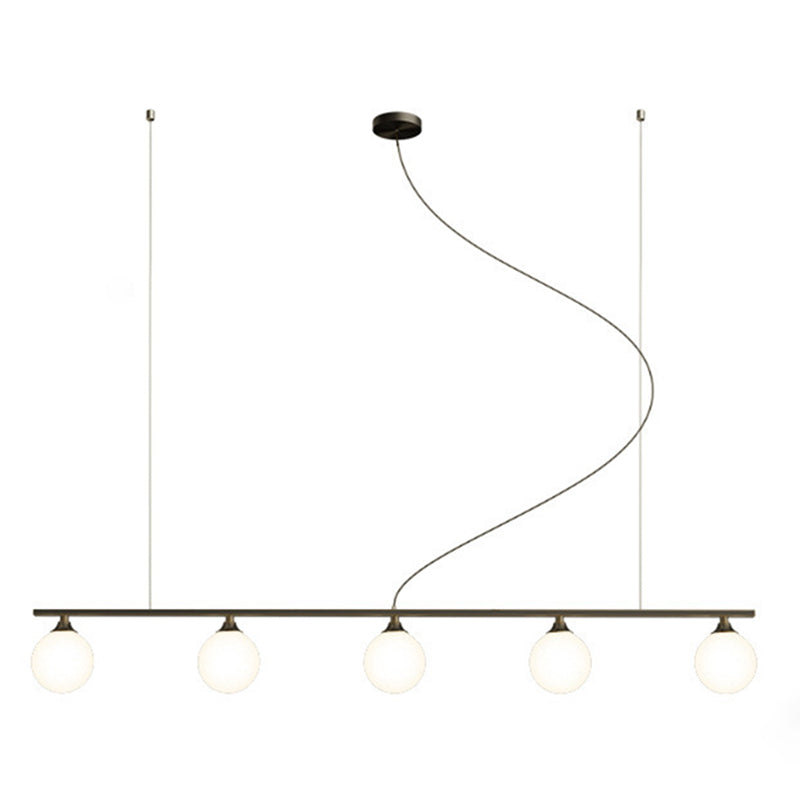 Simplicity Ball Shade Island Pendant Light Milky Glass Dining Room Hanging Light