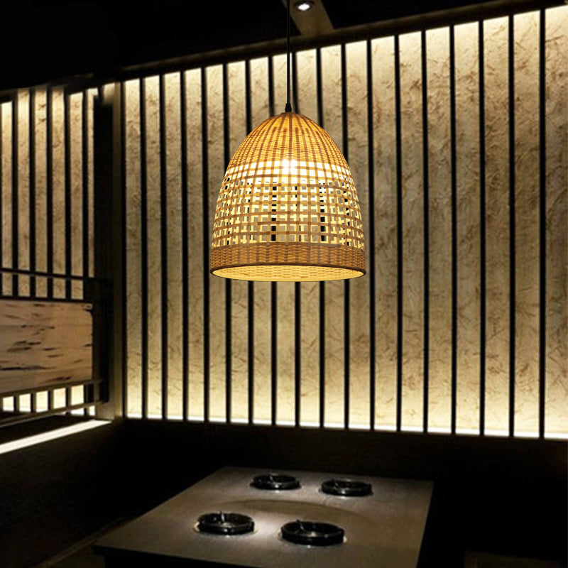 Tradizione di illuminazione a pendente a campana Bamboo 1 kit lampadario in legno per il ristorante