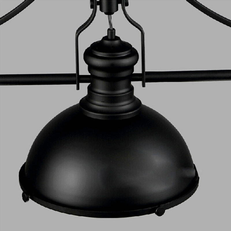 Matte Black Bowl Shaped Pendant Industrial Metal 3-Light Restaurant Island Light