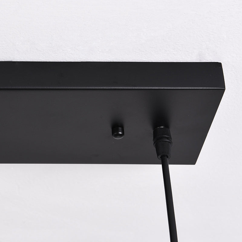 Rectangular Diner Hanging Lamp Industrial Metal 4-Bulb Black Cage Island Lighting