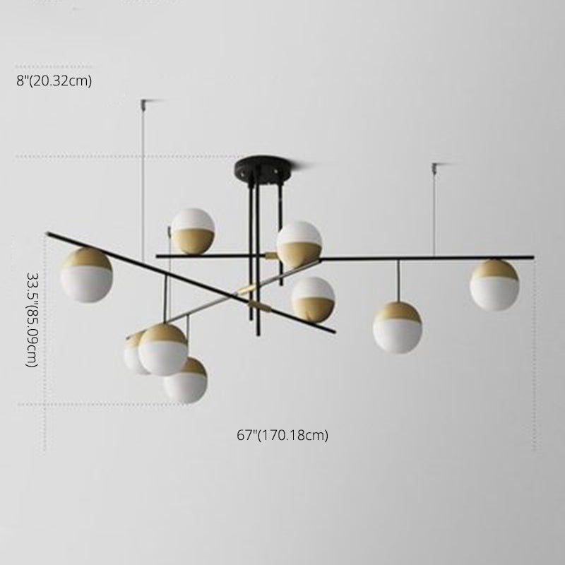 Gold Nut Shaped Suspension Light Nordic White Glass Island Ceiling Light for Living Room