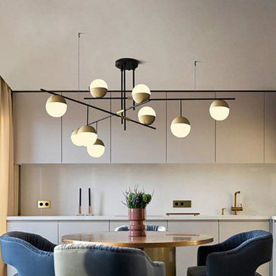Gold Nut Shaped Suspension Light Nordic White Glass Island Ceiling Light for Living Room